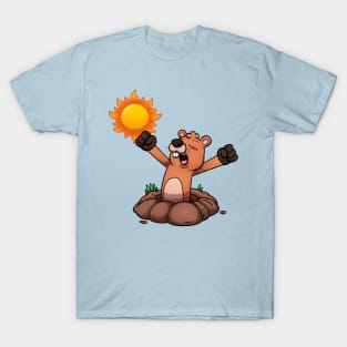 Yawning Groundhog Waking Up T-Shirt